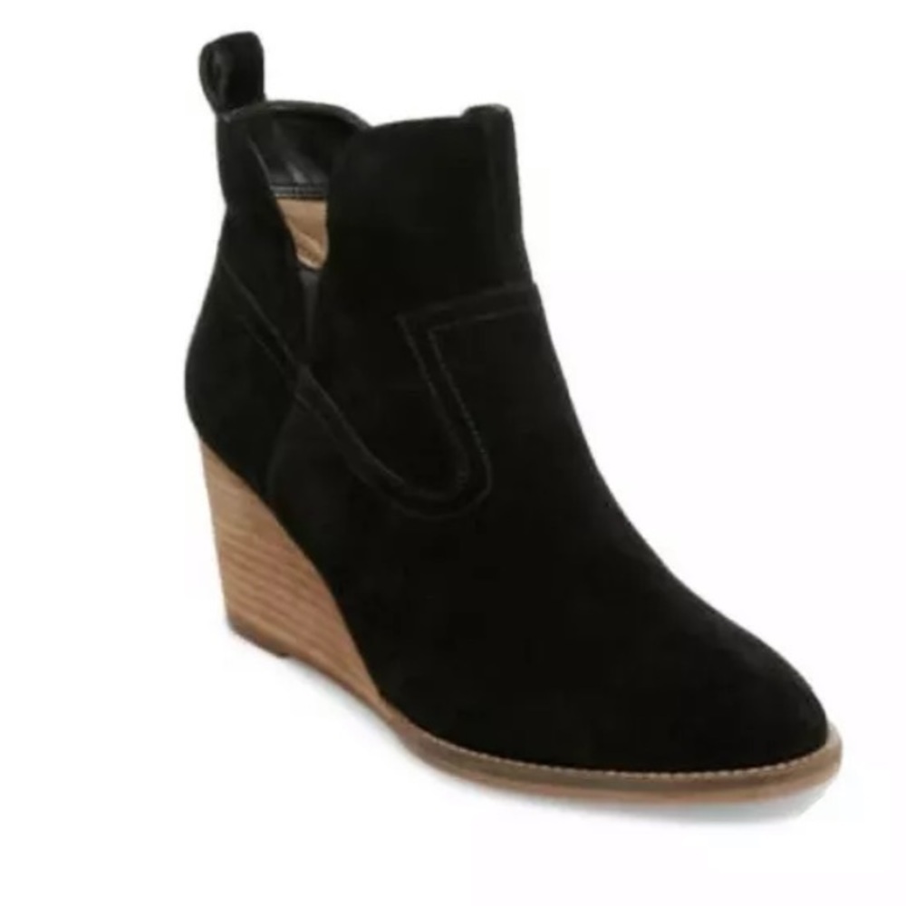 Blondo‎ Irving Wedge Bootie Black Suede Boots Sz 11